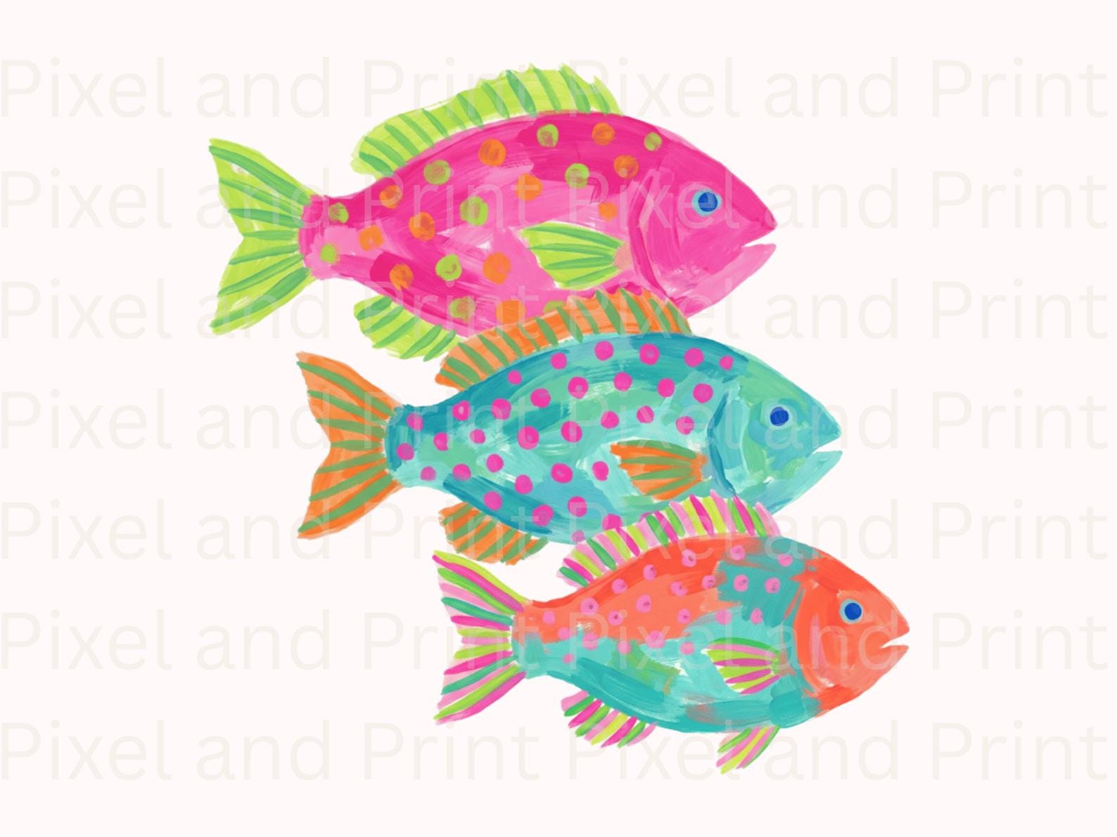 Preppy Fish PNG, Colorful Fish Clipart, Coastal Fish PNG, Beach Fish ...
