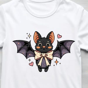Retro Bat with Bow PNG, Cute Coquette Halloween Clipart, Girly Bat Sublimation Design, Vintage Spooky Bat PNG