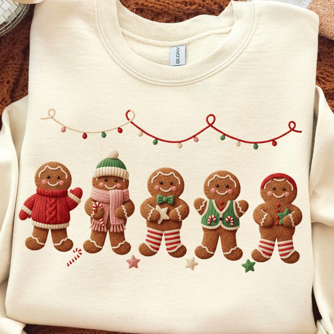 Faux Yarn Gingerbread Friends PNG, Chunky Knit Gingerbread Cookie ...