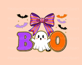 Retro Ghost Bow PNG, Coquette Halloween Clipart (Digital Download)
