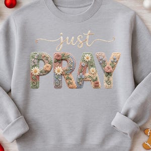 Christian floral knitted text PNG for faith shirts and gifts