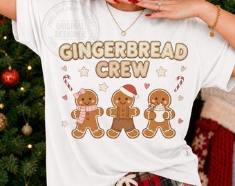Gingerbread Crew PNG, Cute Gingerbread Cookie Family Clipart, Cozy Christmas Cookie Design, Holiday Baking Team Sublimation PNG