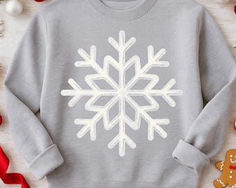 Retro Christmas Snowflake PNG, Cozy Winter Snowflake Shirt Design, Chalky Sparkle Snowflake PNG, Winter Sublimation Design