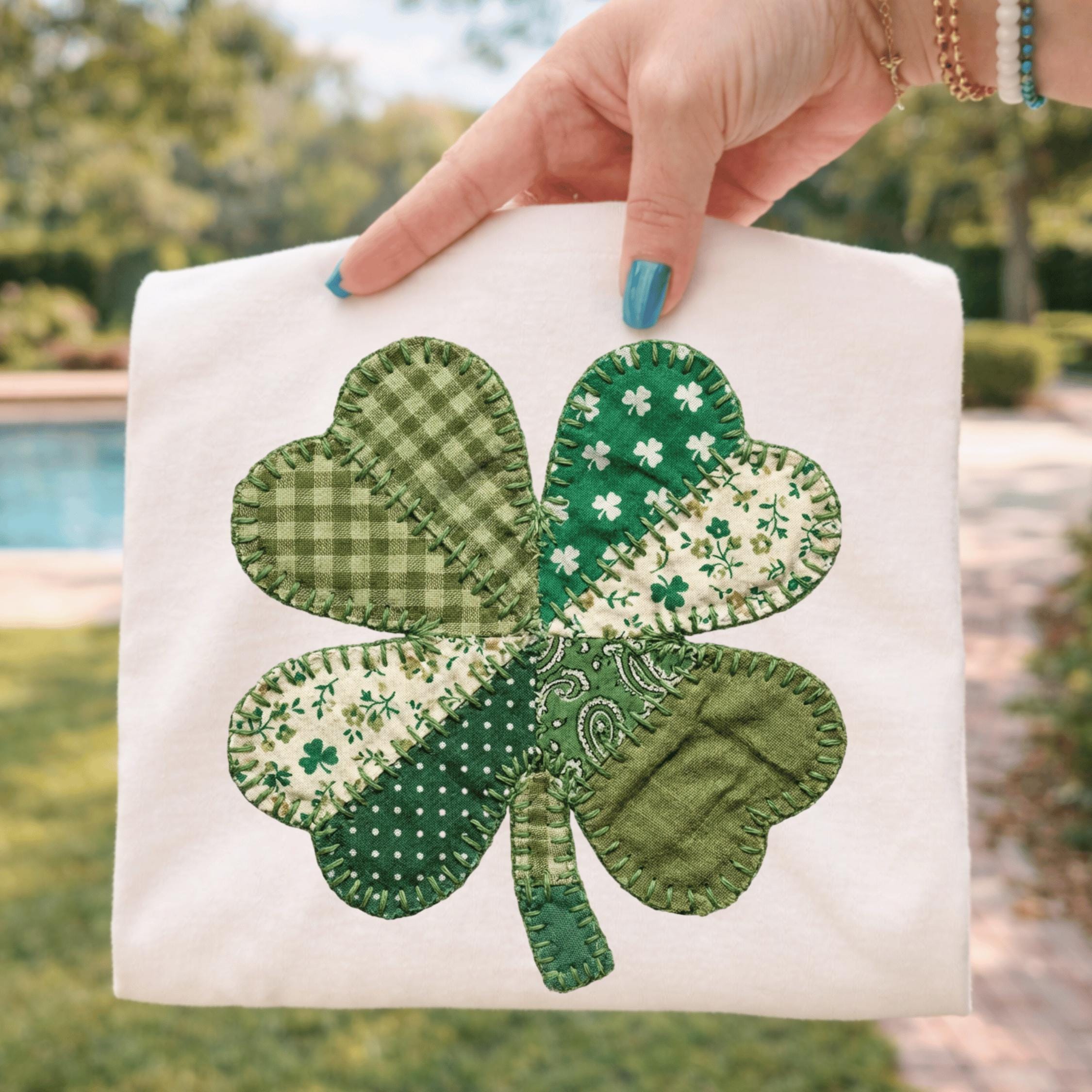 Quilted Shamrock Patchwork PNG, St Patrick's Day Applique Design ...