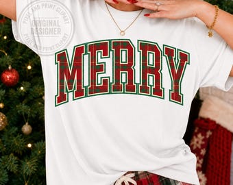 Feliz Navidad PNG, diseño de sublimación de letras a cuadros estilo universitario, gráfico de camiseta navideña vintage, Navidad retro festiva PNG