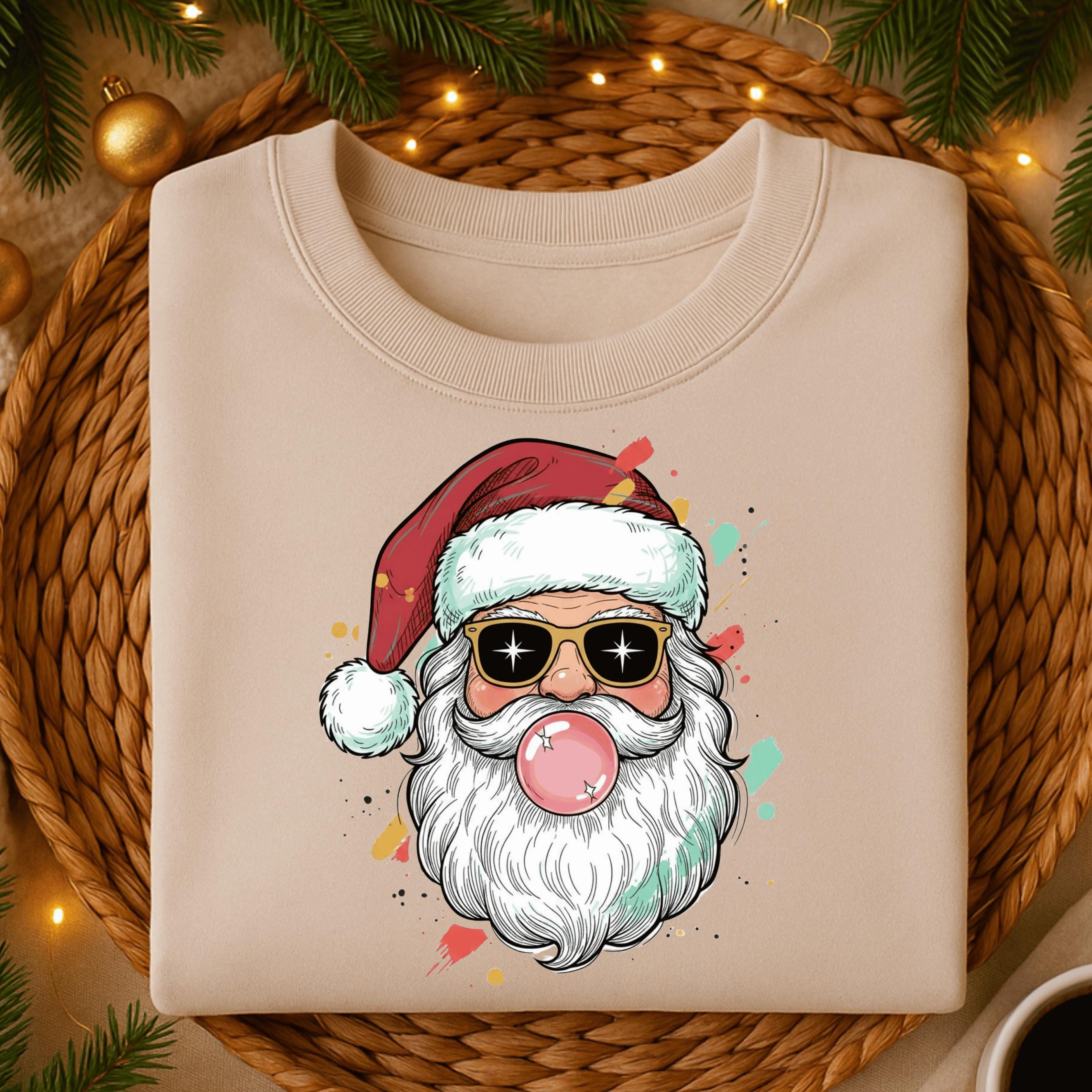 バブルガムサンタPNG、レトロなクリスマスサンタヘッド昇華