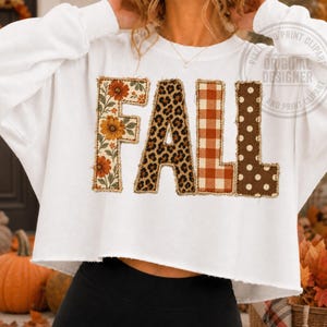 Fall PNG, Distressed Patchwork Floral Leopard Buffalo Plaid Letters, Cozy Fall Sweater Weather, Happy Fall Yall Pumpkin Season