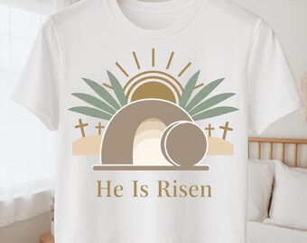 He Is Risen PNG, Minimalist Christian Easter Resurrection (Digital Download)