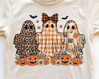 Retro Halloween Ghost PNG, Leopard, Checkerboard, Floral Ghosts Clipart (Digital Download)