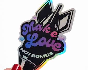 Haz el amor, no bombas - Pegatina holográfica