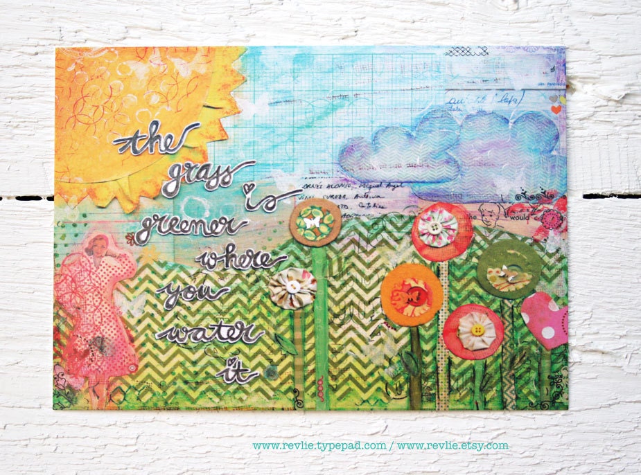 8 unique mixed media Postcards / 8 unieke mixed media Etsy