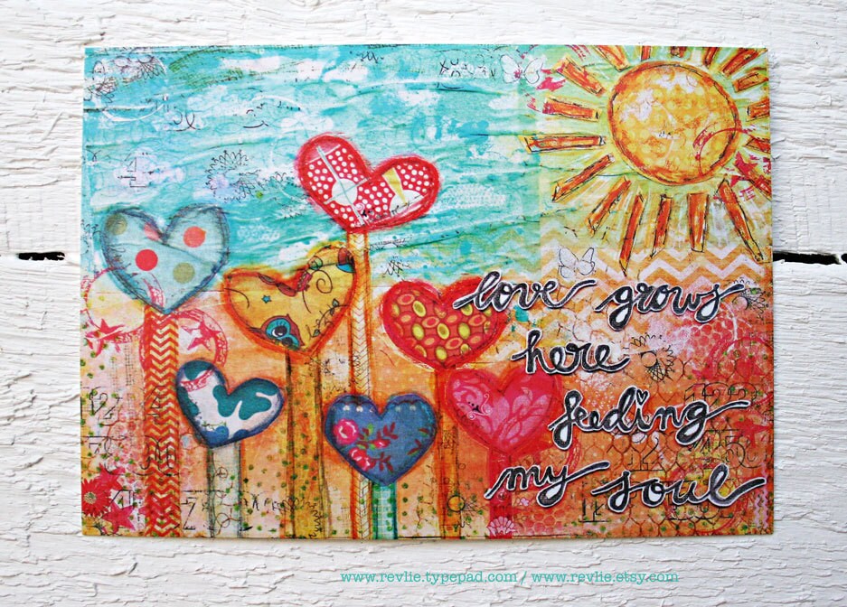 8 unique mixed media Postcards / 8 unieke mixed media Etsy