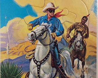 Vintage The LONE RANGER frame tray PUZZLE 1950&#39;s - 1960&#39;S Whitman