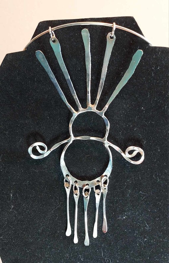 Hammered Handmade DRAMATIC Necklace - image 4