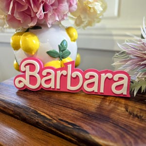 Personalised Barbie Style Name Plate | Custom Bedroom Decor for Kids | Kids Door Sign | Barbie Room Decor | Toy Box Label