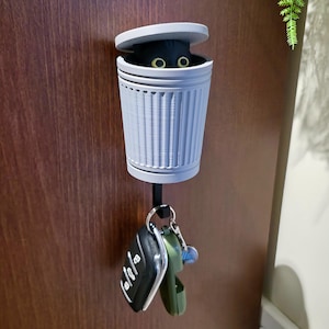 Peek-a-boo Cat &quot;Binx the Black Cat&quot; Wall Mounted Key Holder | Quirky Animal Wall Decor | Entryway Organizer | Housewarming Gift | Key Hook