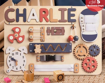 Montessori Busy Board, Custom Sensory Toy for Baby Age 1-2, Name Puzzle Gift for Baby, 1st Baby Toys, Baby Shower, Personalized Baby Gifts