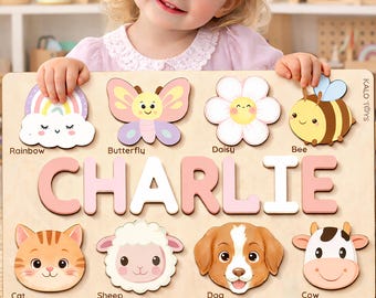 Personalized Name Puzzle, First Birthday Girl Gift, Toddler Toy, New Baby Girl & Boy Gift, Custom Puzzle for  Toddlers, Baby Shower Gifts
