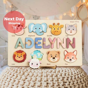 Personalized Wooden Name Puzzle for Kids, Montessori Toy, First Birthday Boy Gift, Baby Shower Gift, Toddler Learning Toy, Baby Name Puzzle