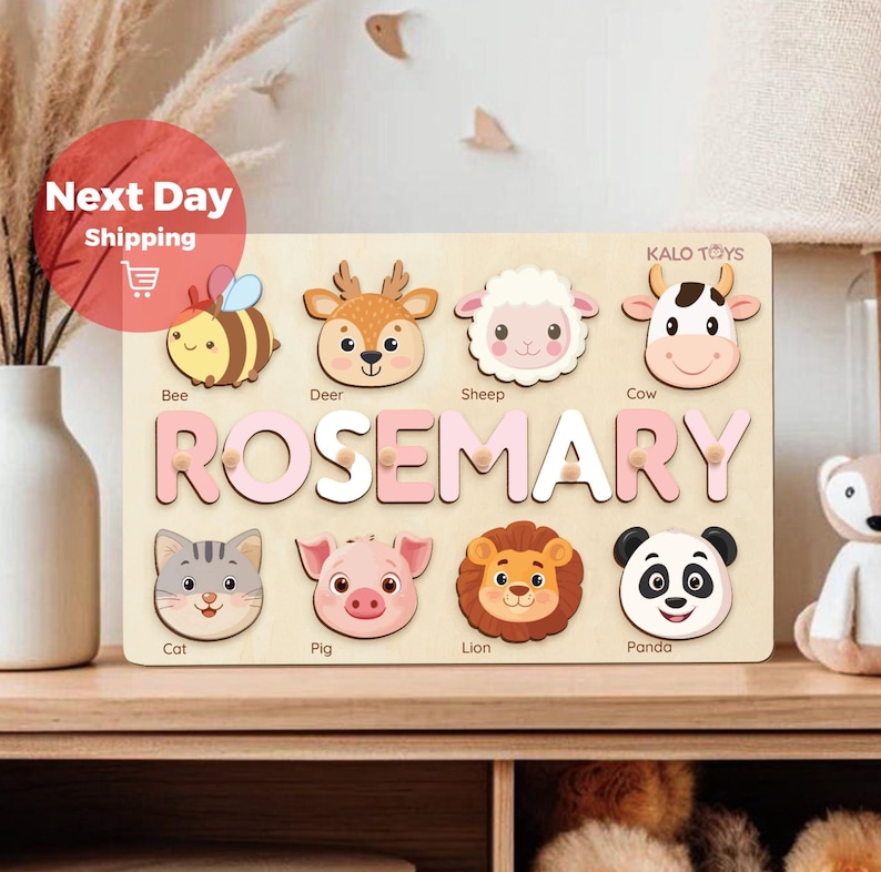 Personalized Wooden Name Puzzle for Kids, Montessori Toy, First Birthday Gift, Baby Shower Gift, Name Puzzle for Toddler, Name Baby Puzzle image 3