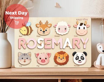 Montessori Baby Name Puzzle, Personalized Wooden Toy for Kids, First Birthday Gift, Baby Shower or Christmas Present, Montessori Gift
