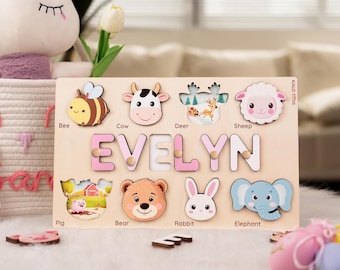 Personalized Name Puzzle, Montessori Baby Toys, Baby Gift, Baby Girl- Boy Toy, Gift for Kid, First Birthday Gift, Custom Toddler Puzzle