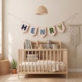 Personalized Yarn Letter Canvas Banner,Baby Name Sign,Handmade Nursery Decor,Yarn Embroidered Banner,Baby Name Garland,Baby Shower Gift