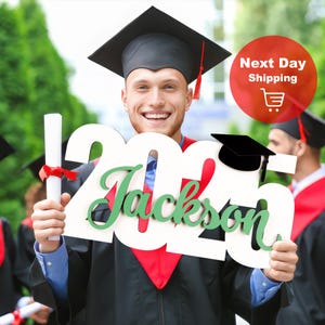 Custom Graduation Decor Name Sign, Grad Sign, Name Wooden Sign For Class of 2025, Graduation Party Centerpiece, Senior Year Photo Prop GR04
