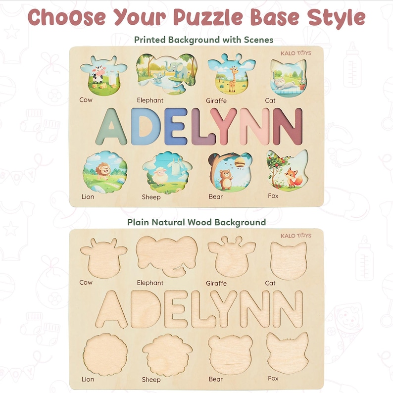 a picture of a wooden puzzle with the words adelinn and a picture of