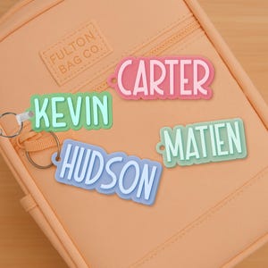 Personalized Backpack Name Tag for Kids, Custom Name Keychain for Lunch Box or School Bag, Back to School Accessory