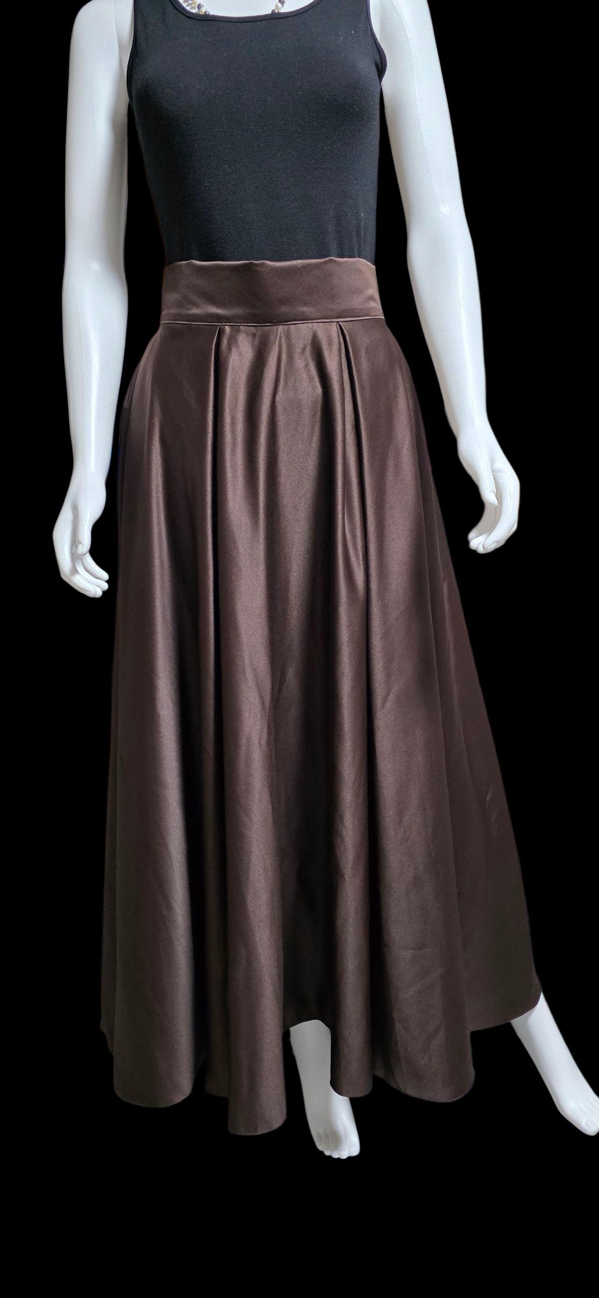 Brown Satin Skirt - Etsy