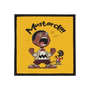 K L Iron-On Patches, Mustard Meme T-Patch, GNX Reference Patch, Funny Patch, Hip Hop Music Graphic Patch