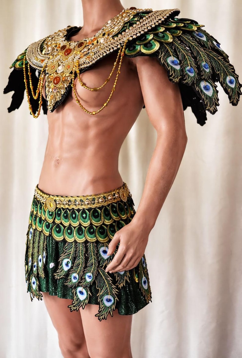 Da neena c0733c peacock warrior men man male parade rio dancer pageant samba costume set xs - xl image 3