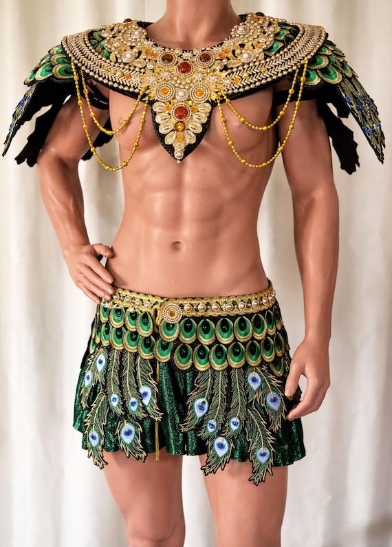 Da neena c0733c peacock warrior men man male parade rio dancer pageant samba costume set xs - xl