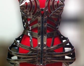 Daneena t029s tribute copy cone bra pointy cage leather madonna costume xs-xl