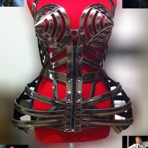 Daneena t029s tribute copy cone bra pointy cage leather madonna costume xs-xl