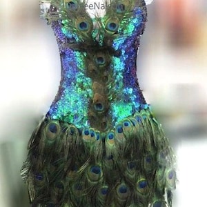 Da neena m1455 peacock angel feather showgirl vegas stage dance dress xs-xl