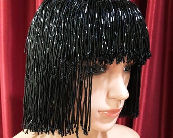 Da neena wig bead fancy cher showgirl bob bang short hair beaded wig