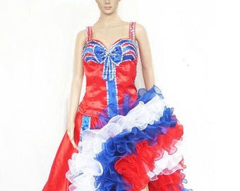 Can can m052 moulin rouge french authentic can can dress costume set