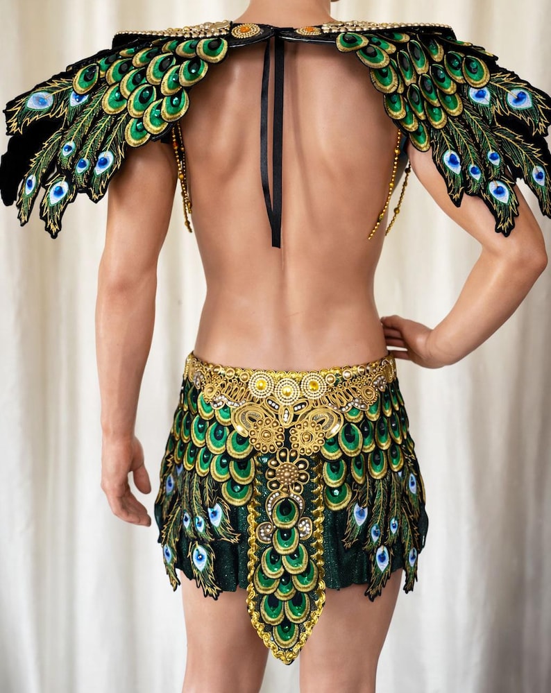 Da neena c0733c peacock warrior men man male parade rio dancer pageant samba costume set xs - xl image 4