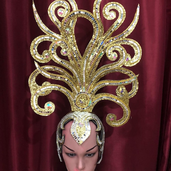 Da neena gold medusa drag cabaret showgirl queen headdress