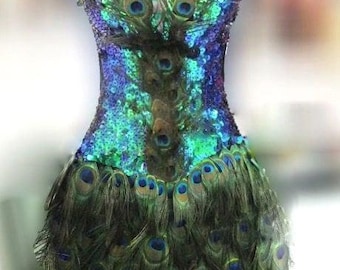 Da neena m1455 peacock angel feather showgirl vegas stage dance dress xs-xl