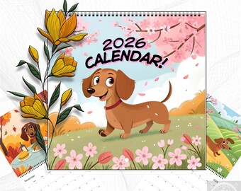 Wiener Dog Gifts 2026 Calendar Dachshund 2026 Calendar – Cute Doxie Dog Wall Calendar – Wiener Dog Gift – 12 Month Calendar 8.5x8.5