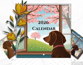 Dachshund Gift 2026 Calendar – Cute Dog Wall Calendar – Seasonal Wiener Dog Art – Gift for Dog Lovers – 12 Month Calendar 8.5x8.5