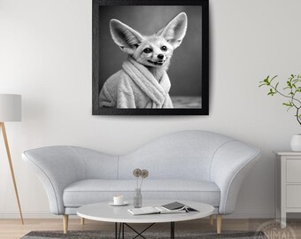 Fennec Fox in Bathrobe Art Print: Funny Animal Wall Decor (Digital Download)