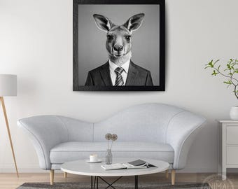 Känguru im Anzug Kunstdruck: Elegantes Tierportrait (Digitaler Download)
