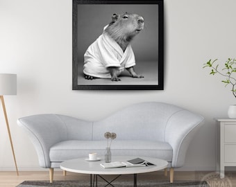 Funny Capybara in Bathrobe Print: Quirky Bathroom Decor (Digital Download)