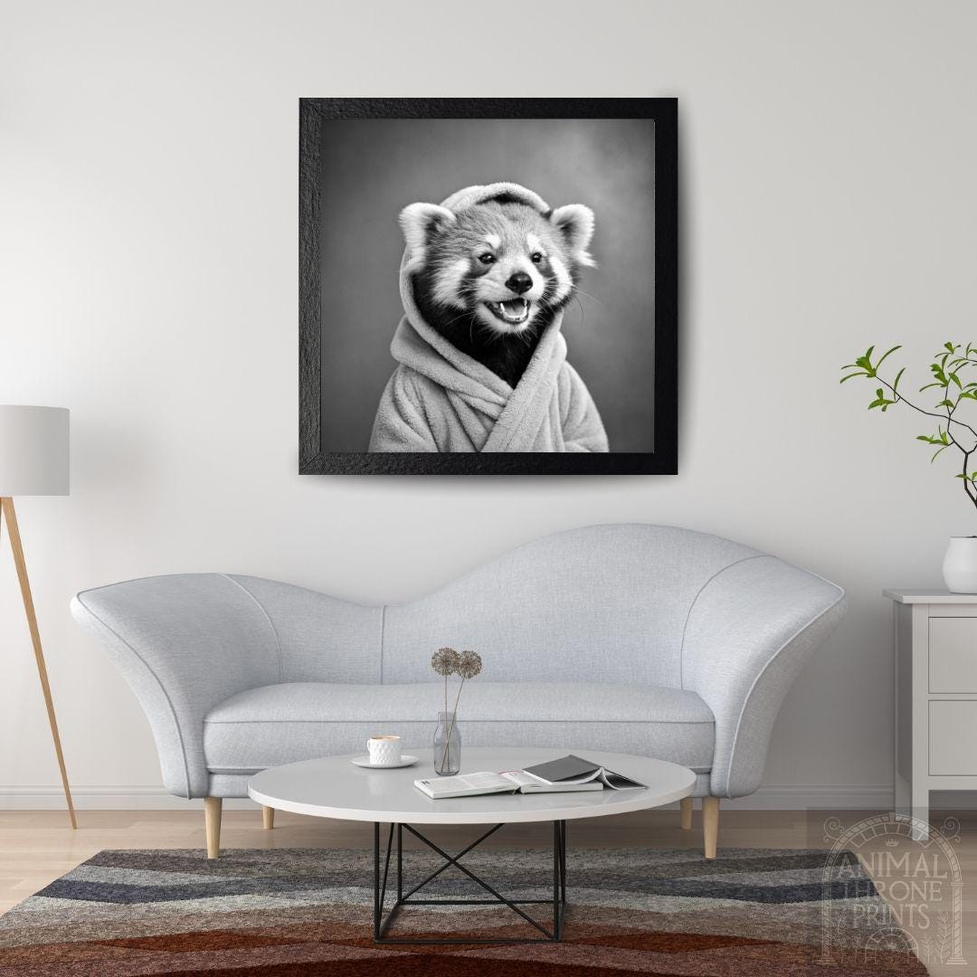 Red Panda Bathrobe Print: Funny Animal Art (digital Download) - Etsy
