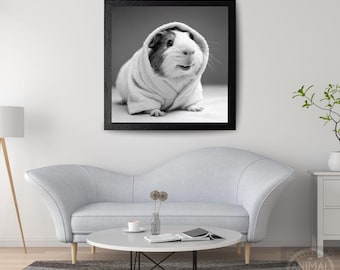 Cute Guinea Pig Print, Guinea pig Wearing a Bathrobe, Guinea Pig Print, Cute Animal Guinea Pig Printable Ai Art, Digital File