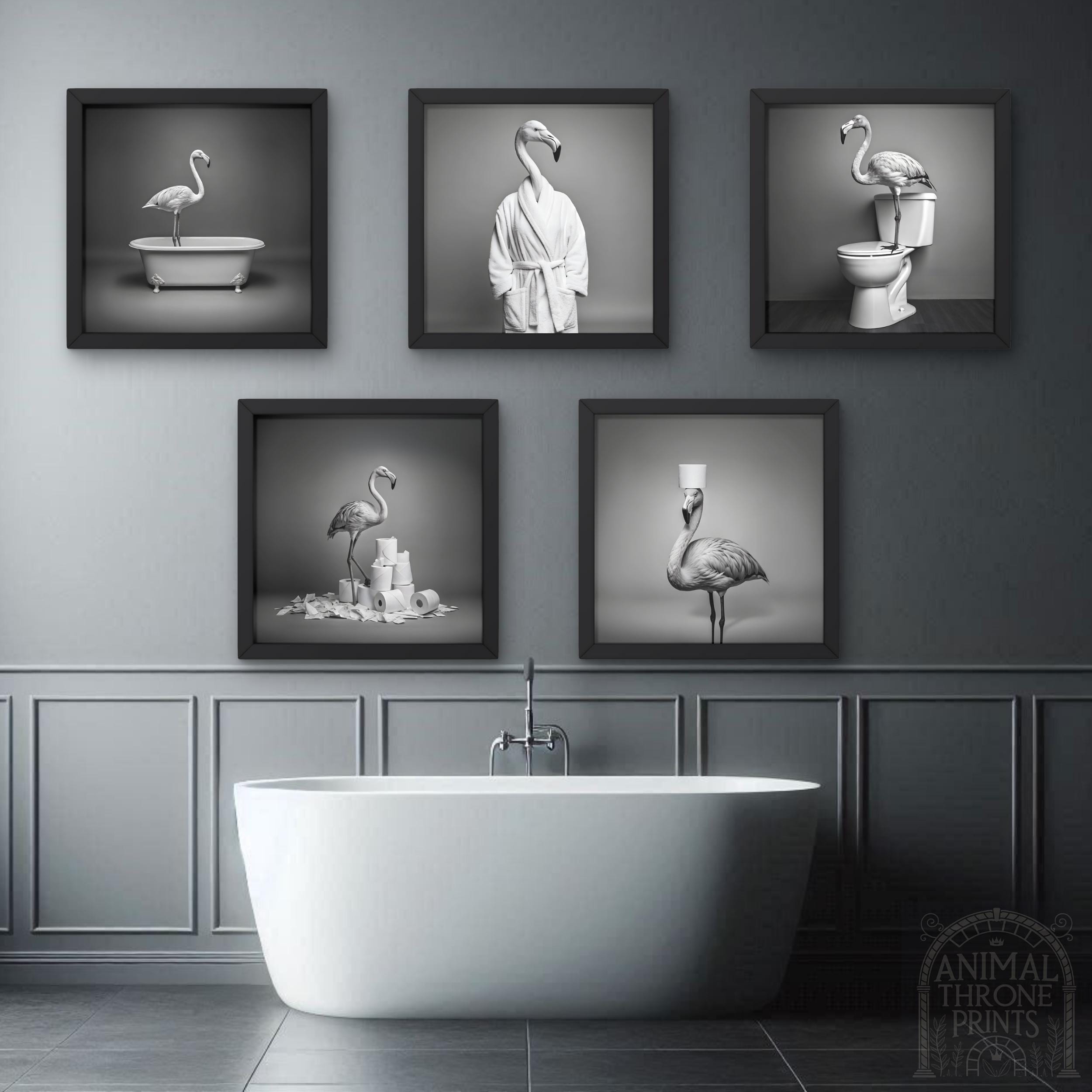 Panneau Décoratif Flamant Rose Pour Salle De Bain – 8x30,5 Cm, Métal, Humour Et Vintage, Cadeau Déco Toilette